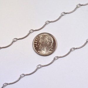 Curved Bar Chain - Antique Silver - CH57-AS - Choose Your Length