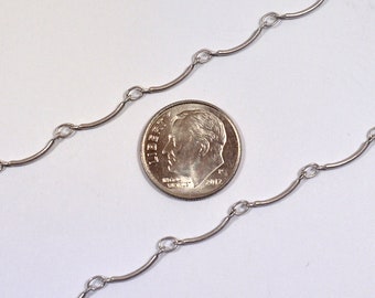 Curved Bar Chain - Antique Silver - CH57-AS - Choose Your Length