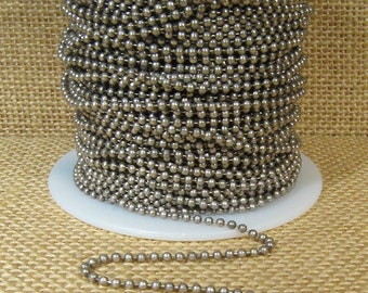 2.0mm Ball Chain - Antique Silver - CH110-AS - Choose Your Length - Connectors Sold Separately