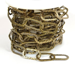 Large Hammered Oval Chain - Antique Brass - CH27-AB - Choose Your Length
