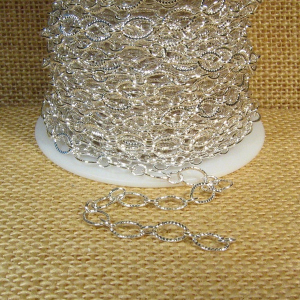 Etched Oval Chain - Silver Plated - CH21-SP - Choose Your Length