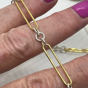Sterling Silver and 18K Gold Filled Elongated and Round Chain - Choose Your Length