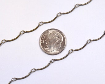 Curved Bar Chain - Antique Brass - CH57-AB - Choose Your Length