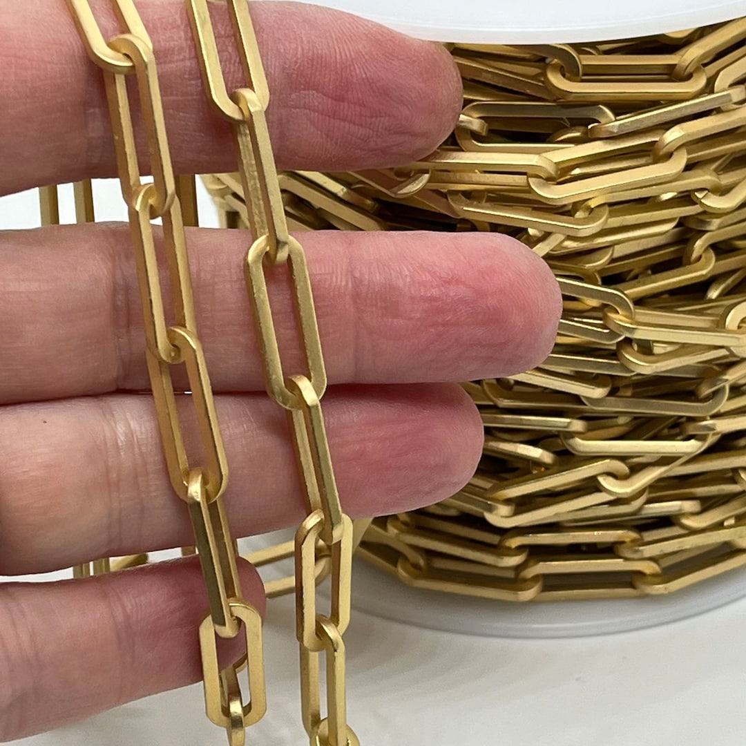 Large Paper Clip Chain Matte Gold CH191MG Choose Your Length Etsy