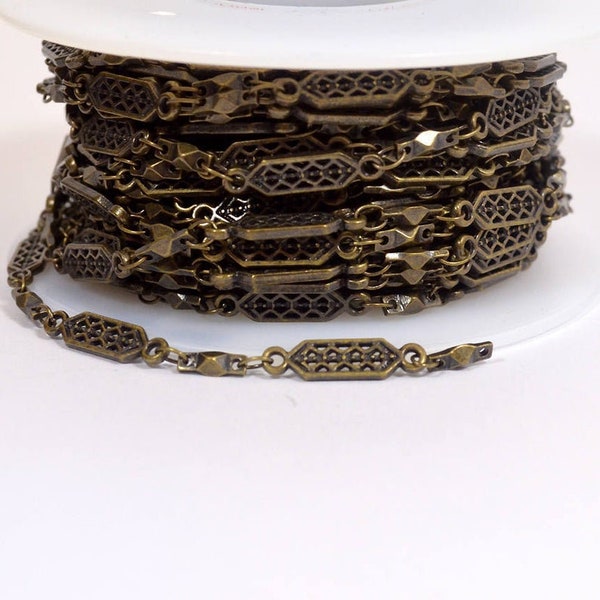 Tribal Filigree Chain - Antique Brass - CH106AB - Choose Your Length