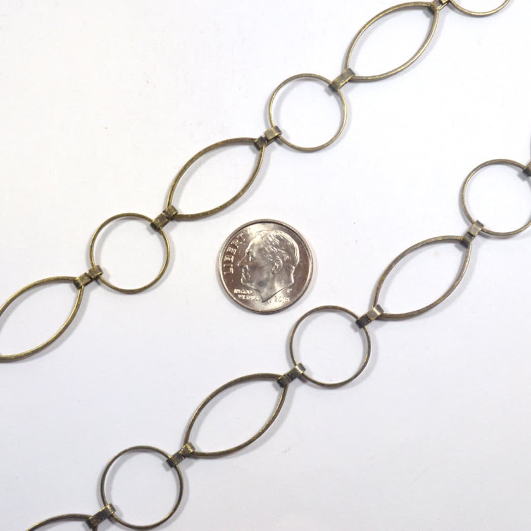 Large Chain Rings Large Circle and Oval Ring Chain - Antique Brass - CH30-AB - Choose ...