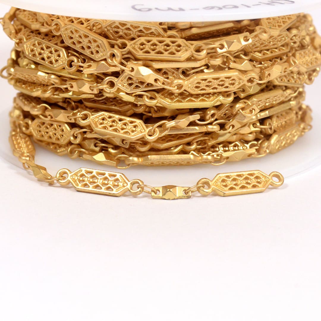 Filogram Chain Tribal Filigree Chain - Matte Gold - CH106-MG - Choose Your Length - Etsy