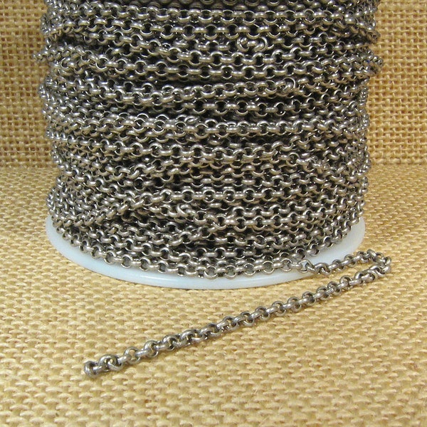 3.0mm Rolo Chain - Antique Silver - CH49-AS - Choose Your Length