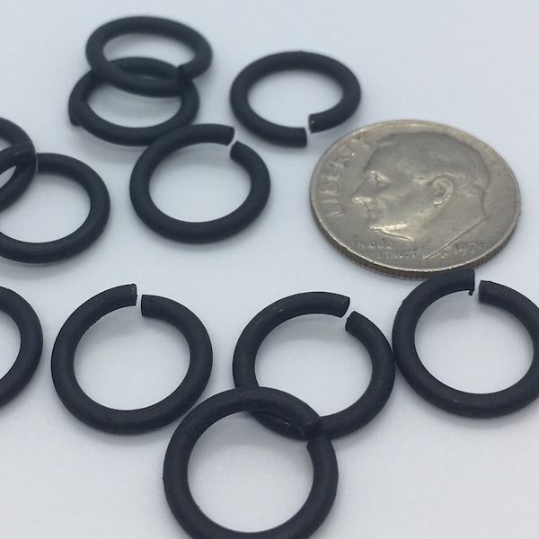 12mm 14ga Matte Black Jump Rings - Choose Your Quantity