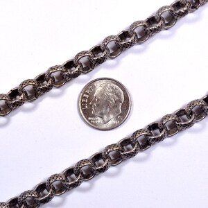 Crosshatch Etched Rolo Chain - Antique Silver - CH92-AS - Choose Your Length