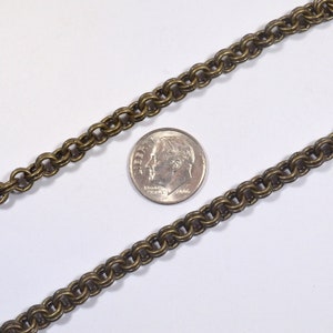 Double Link Circle Chain - Antique Brass - CH179-AB - Choose Your Length