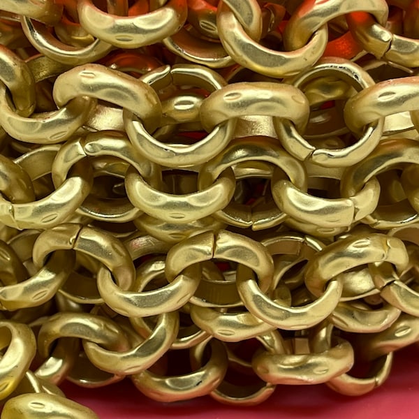 16mm Matte Gold Hammered Rolo Chain - CH176-MG - Choose Your Length