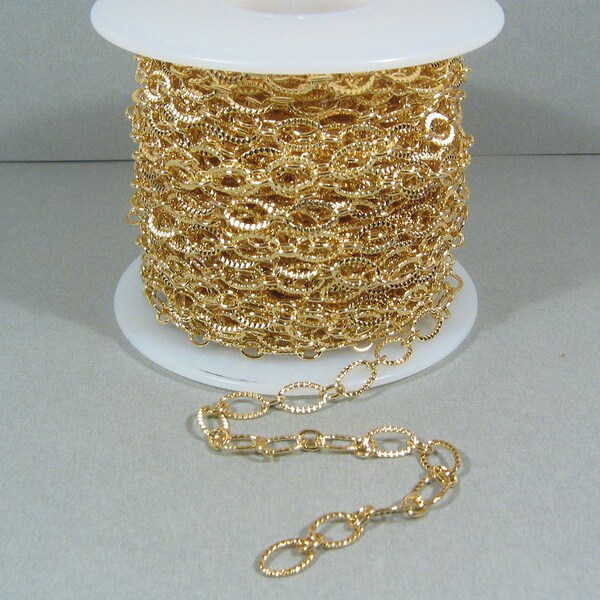Etched Oval Chain - Gold Plated - CH21-GP - Choose Your Length
