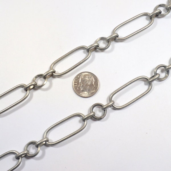 Long & Short Oval Chain - Antique Silver - CH182-AS - Choose Your Length