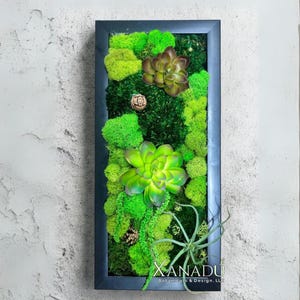 Faux Succulent Moss Garden Wall Art: Spring Green Rectangle Frame