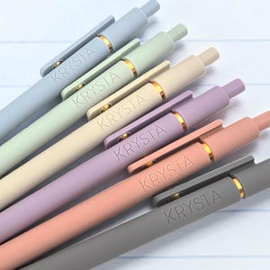 Personalized Pen Set of 6, Laser Engraved, Soft Touch Finish image 4