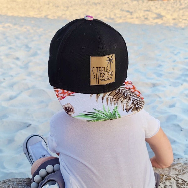 Beach Vibes | Personalize Name Text | Custom Infant Toddler Kids Youth Baby Adult Snapback Hat | Child Cap | Flat Bill | Vegan Leather Patch