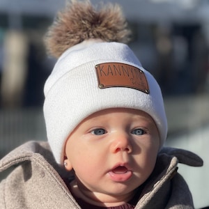 Personlig namnmössa, veganskt lädermärke, babymössa