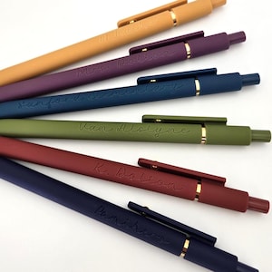 Set of 6 Personalized Pen, Laser Engraved Soft Touch Pens