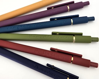 Set mit 6 Personalisierter Kugelschreiber, Laser Gravierte Soft Touch Kugelschreiber