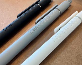 6 Personalized Laser Engraved Pens, Soft Touch Finish, Fine Point Quick Dry Ink
