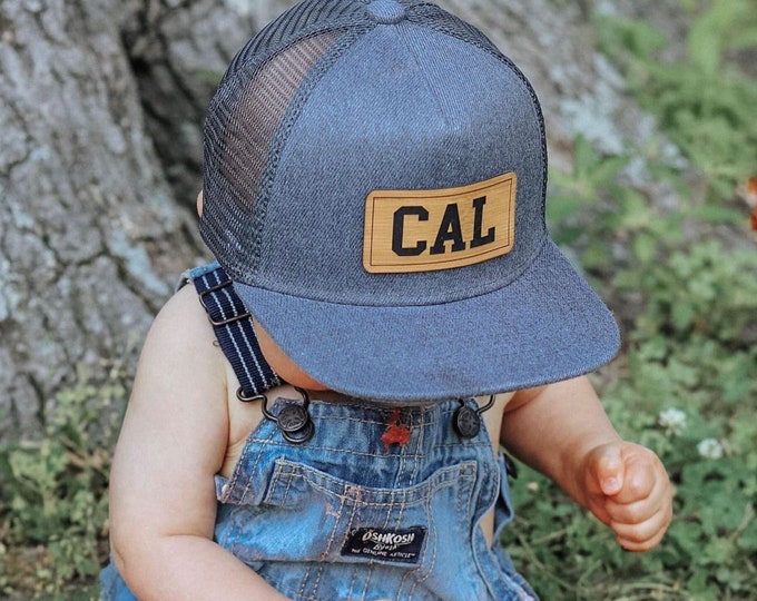 Personalized Infant Hat | Baby Toddler Kids Youth Adult Snapback | Child Cap | Custom Name | Flat Bill | Font Options | Vegan Leather Patch