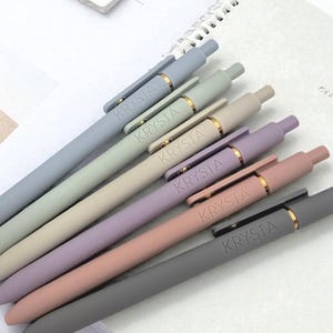 Set van 6 gepersonaliseerde pennen, lasergegraveerde soft-touch pennen