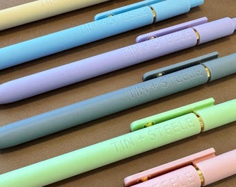 Set of 6 Personalized Laser Engraved Pens, Soft Touch Finish