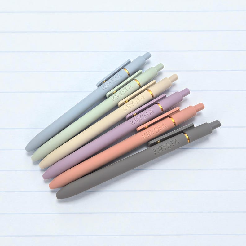 Personalized Pen Set of 6, Laser Engraved, Soft Touch Finish image 4