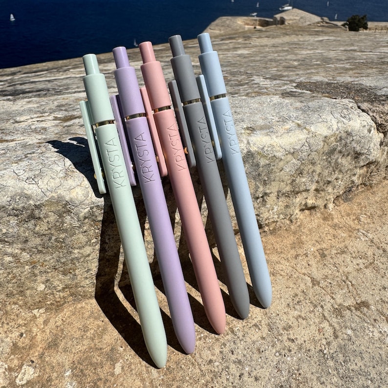 Personalized Pen Set of 6, Laser Engraved, Soft Touch Finish image 6