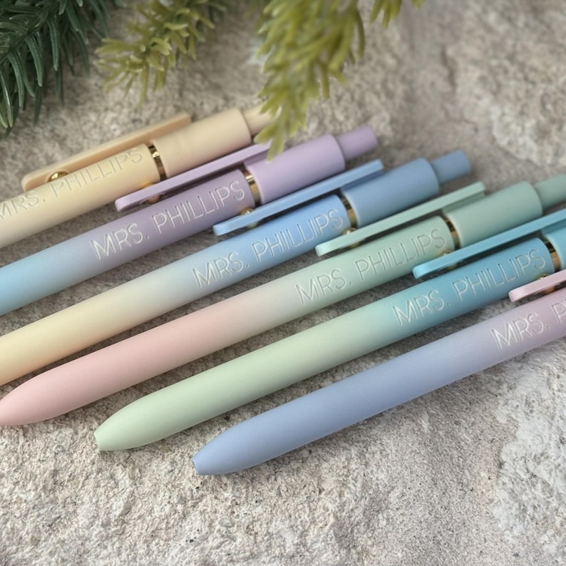Personalized Pen Set of 6, Laser Engraved, Soft Touch Finish image 5