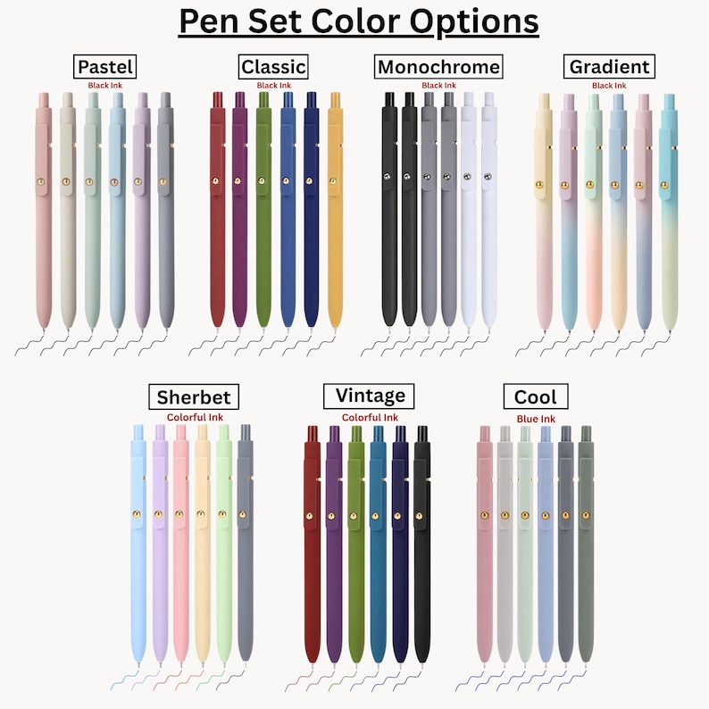 Personalized Pen Set of 6, Laser Engraved, Soft Touch Finish image 2