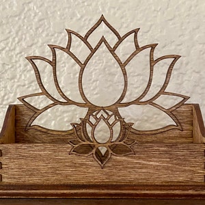 Wood business card holder, Business card holder, card holder, Business card, Lotus, Wood, Office gift, For her, Yoga, Gift, Storage, Office