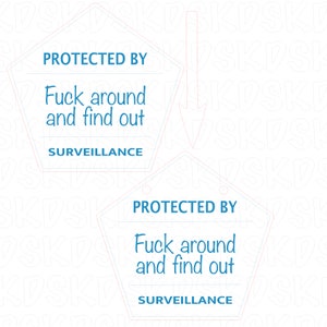 Beschermd door rond te neuken en toezicht te ontdekken, Digitaal bestand, Svg, Png, Jpeg, Pdf, Deurhanger, Planterbord, Diy, Grappig, Home decor