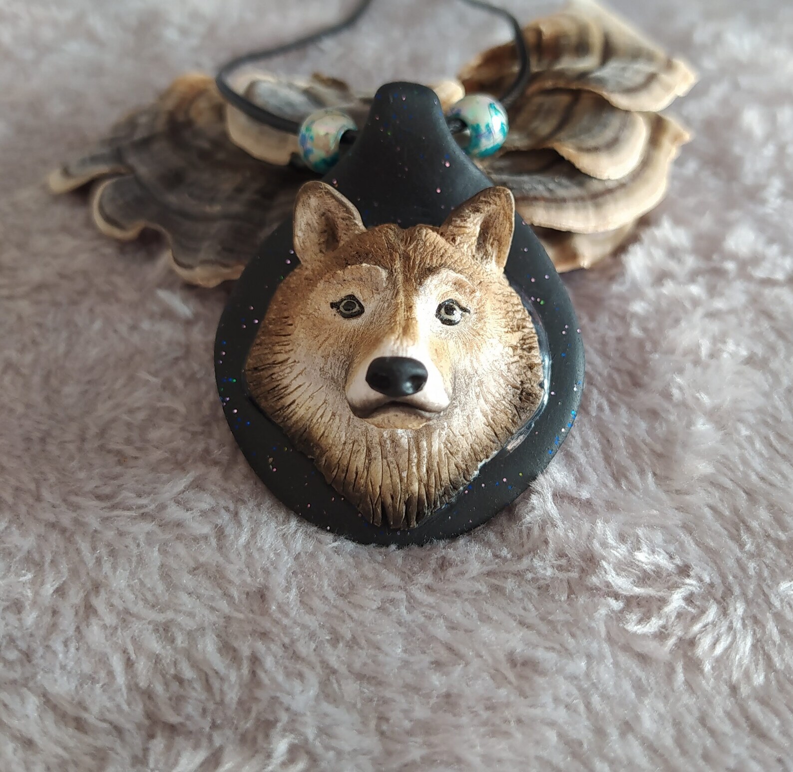 Wolf Necklace Gray Wolf Pendant Polymer Clay Wolf Figure Etsy