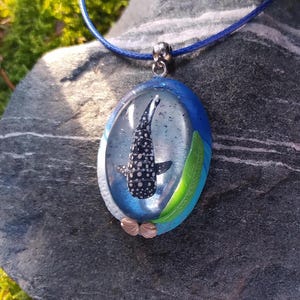 Handmade Whaleshark Pendant: Polymer Clay Resin Necklace