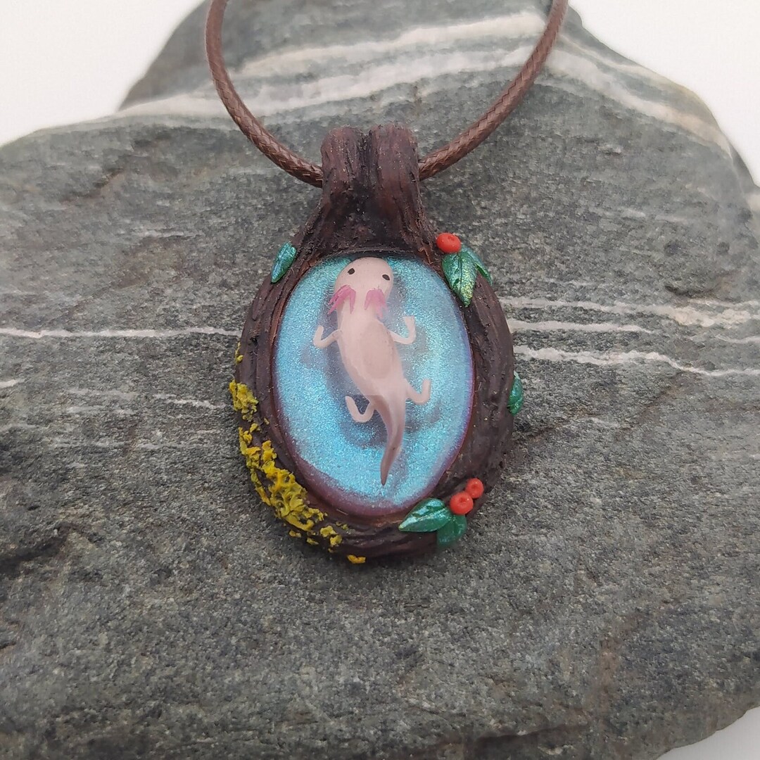 Collier Pendentif Axolotl En Alliage Et Cristaux - Design Mignon, Chaîne 50 Cm (19,69 Pouces) | Cadeau Pour Fille, Garçon, Noël, Anniversaire - Tendance Animal Fantaisie