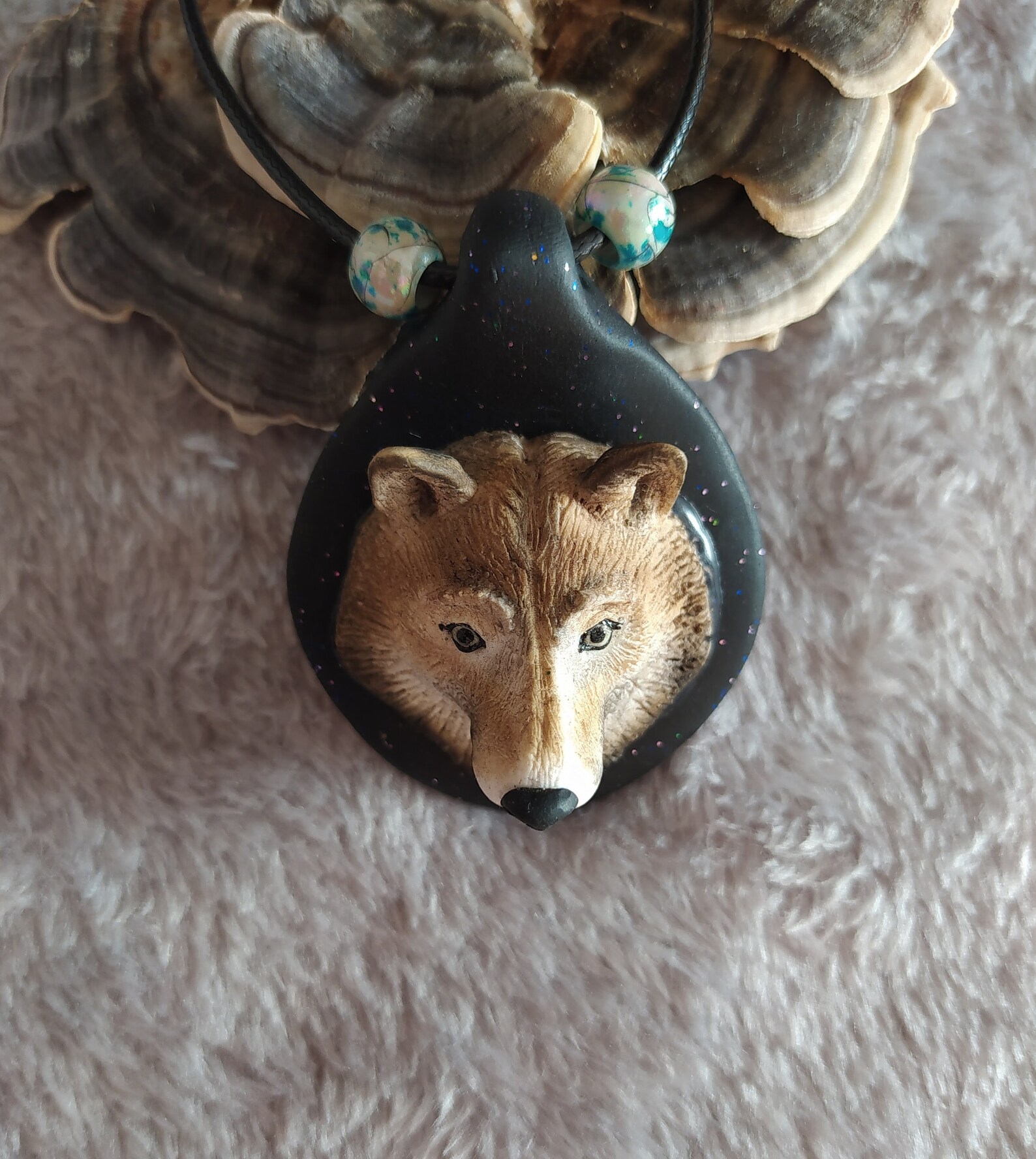 Wolf Necklace Gray Wolf Pendant Polymer Clay Wolf Figure Etsy