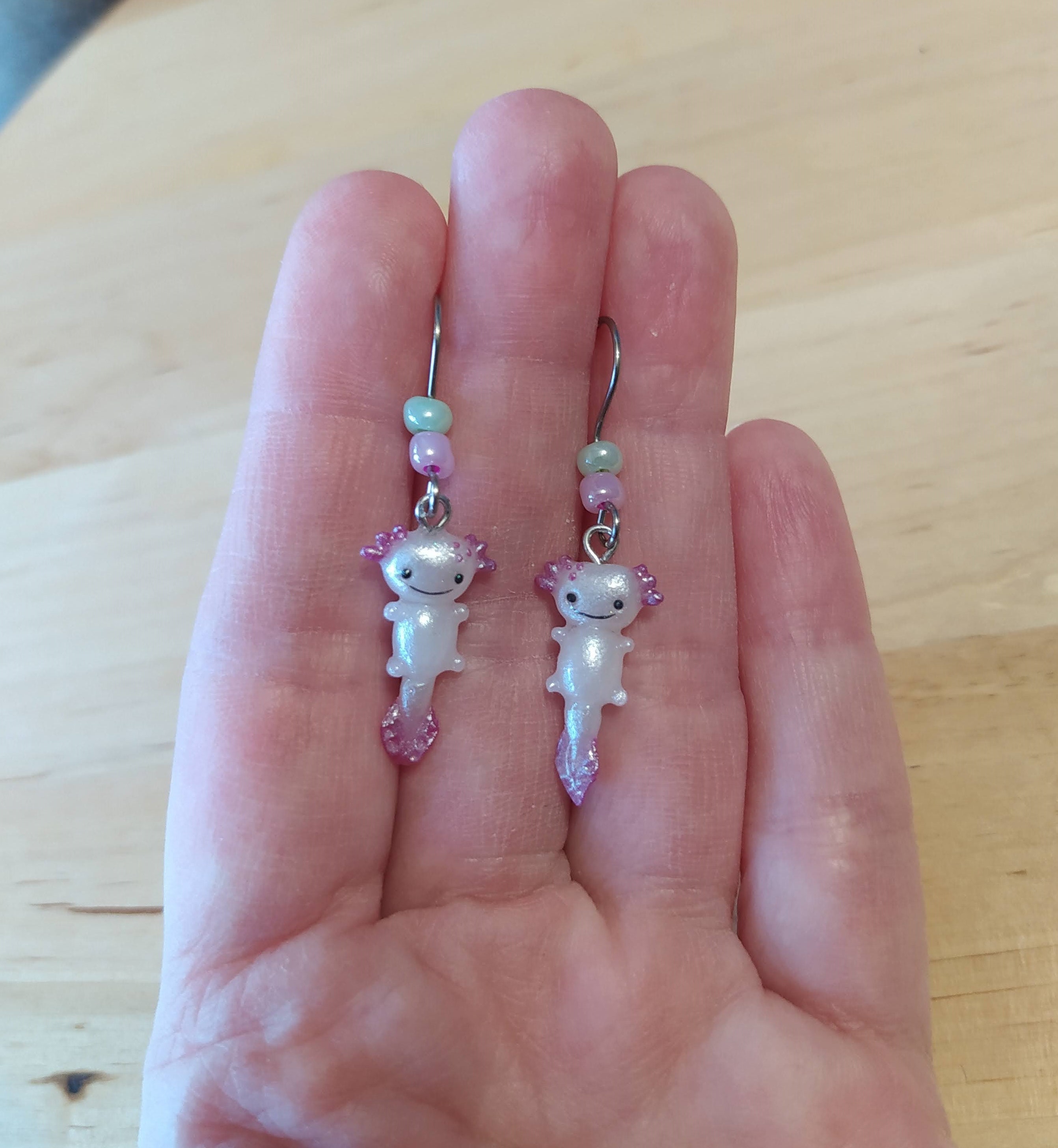 Kawaii Axolotl Dangle Earrings Cute Axolotl Polymer Clay Etsy
