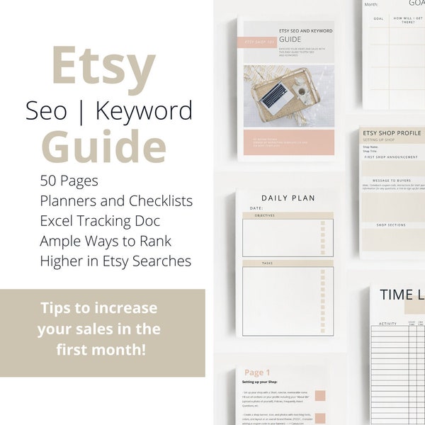 Etsy SEO and Keyword Guide | Etsy Seller's Guide | How to Sell on Etsy | Selling on Etsy | Etsy Branding Kit | Etsy Planner | Marketing
