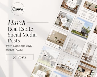 March Real Estate Agent Social Media Posts with Captions | Real Estate Instagram Post | Realtor Post | Real Estate Marketing Template |