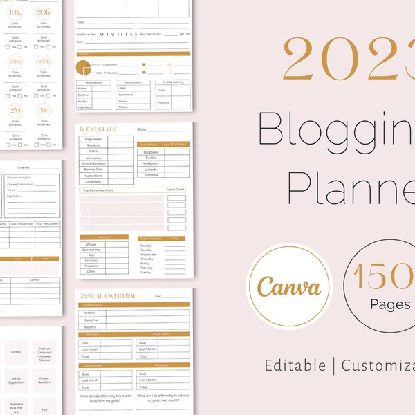 2023 Blog Planner | Blogging Planner | Planner for Bloggers | Blog Branding Kit | Blog Post Planner | Blog Organizer | Business Planner