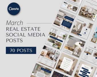 Navy March Real Estate Agents Social Media Post | Real Estate Instagram Post | Realtor | Real Estate Marketing Template | Spring Easter