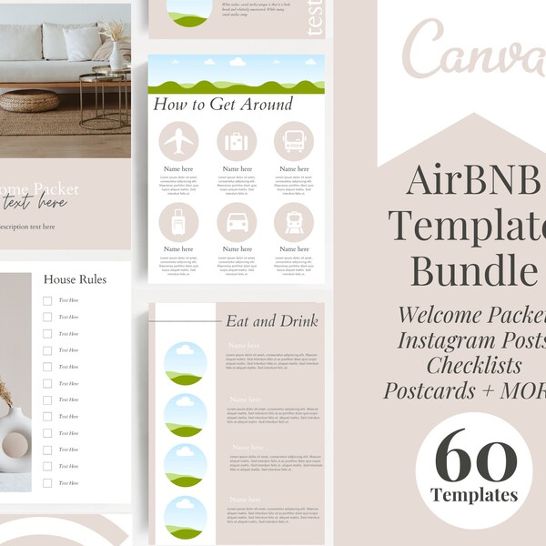 Airbnb Welcome Book Bundle | Airbnb Template | VRBO Welcome Packet | Rental House Packet | Airbnb Hosting | Rental Home Welcome Packet |
