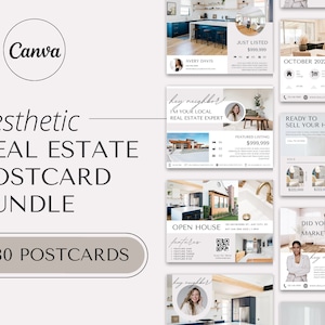 Aesthetic Real Estate Agent Postcard Bundle | Realtor Postcards | Real Estate Marketing | Real Estate Templates | Realtor Branding |
