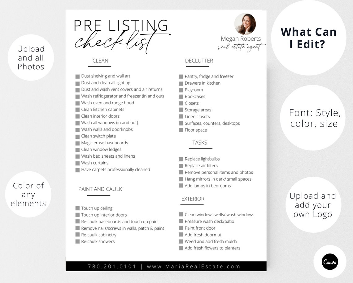 Real Estate Prelisting Checklist Home Selling Guide Real Etsy