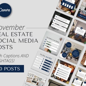 November Real Estate Agent Social Media Posts with Captions Real Estate Instagram Post Fall Realtor Post Modern Marketing Template image 1