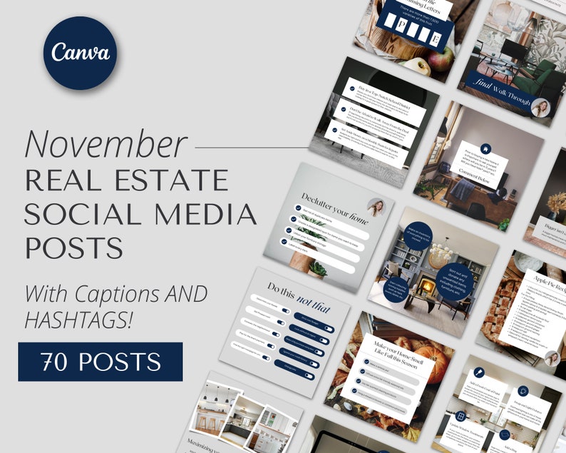 November Real Estate Agent Social Media Posts with Captions Real Estate Instagram Post Fall Realtor Post Modern Marketing Template image 1