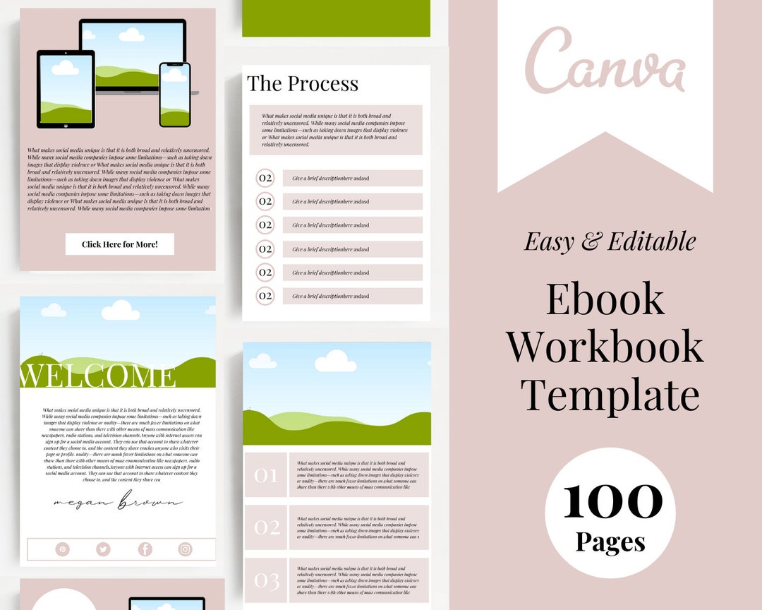 Ebook Template for Canva | Editable Workbook Template | Blogger Ebook ...