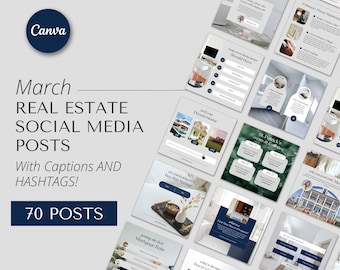 March Real Estate Agent Social Media Posts with Captions | Real Estate Instagram Post | Realtor Post | Real Estate Marketing Template |